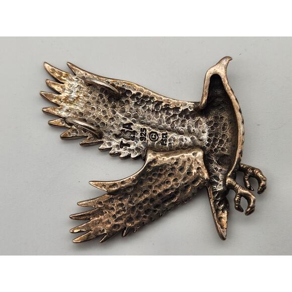 PSCL Vintage 925 Sterling Silver Open Wing Flying Eagle Pendant Unisex 9.83 Gram - Picture 4 of 7